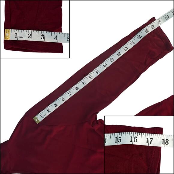 Burgundy Choker Collar Drop Waist Tunic Dress Pleated With Pockets Size Small - Picture 11 of 11